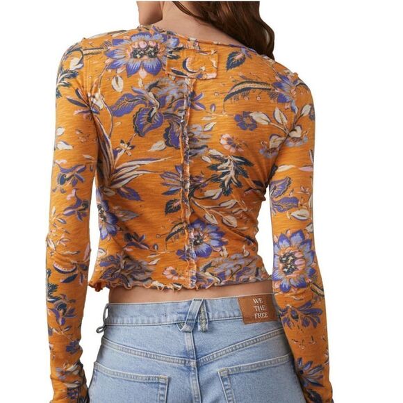 NWT Free People Dreamed of You Floral Ruched Long Sleeve Top - Picture 9 of 11